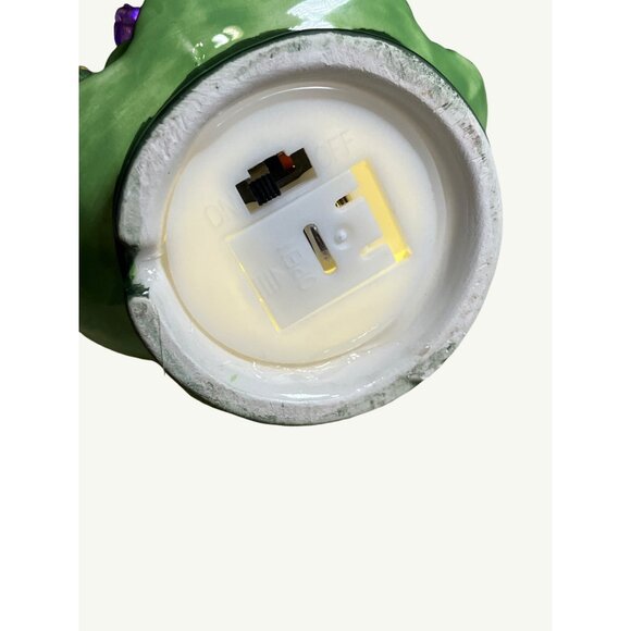 Mini Christmas Tree Ornament W/ Santa Hat Multicolor Bulbs 4." Tall Lights Up - Picture 8 of 9